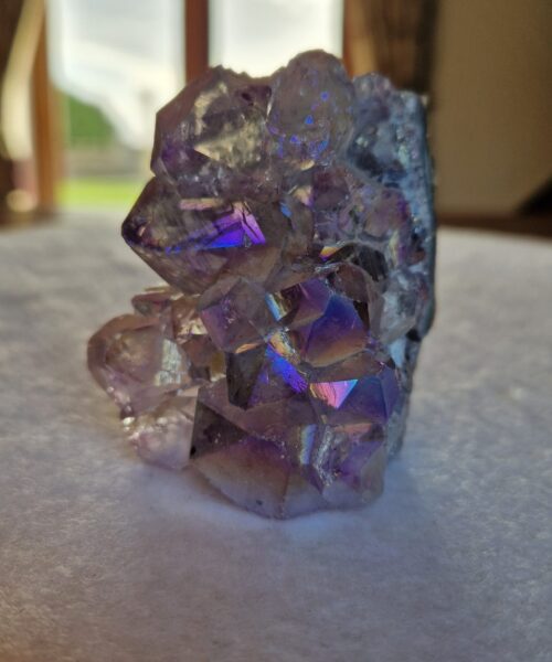 Premium High Grade Amethyst Angel Aura Druzy 235 Mini Geode Cluster Piece Cut Base 249g H6.5xW5.5xD5cm