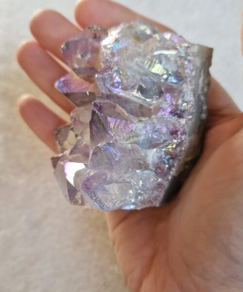 Premium High Grade Amethyst Angel Aura Druzy 235 Mini Geode Cluster Piece Cut Base 249g H6.5xW5.5xD5cm - Image 6