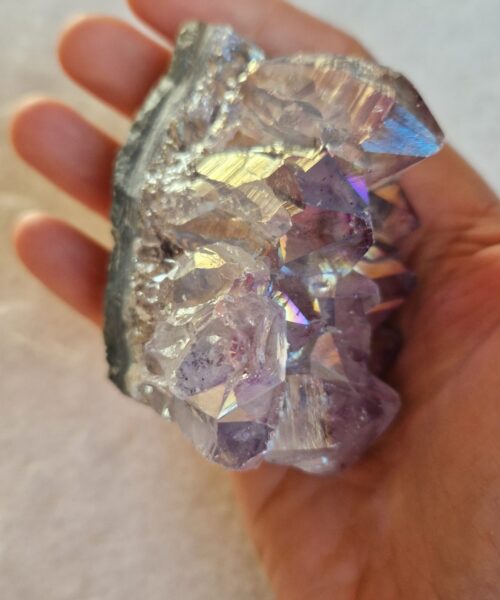 Premium High Grade Amethyst Angel Aura Druzy 235 Mini Geode Cluster Piece Cut Base 249g H6.5xW5.5xD5cm - Image 7