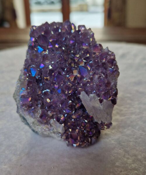 Premium High Grade Amethyst Angel Aura Druzy 238 Mini Geode Cluster Piece Cut Base 326g H7xW6.5xD6cm