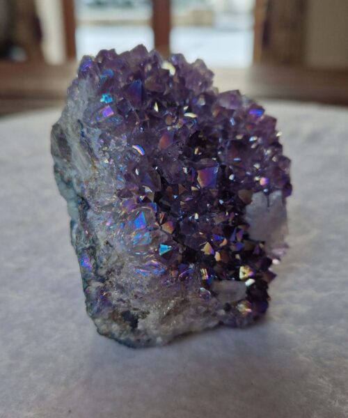 Alternative view of Premium High Grade Amethyst Angel Aura Druzy 238 Mini Geode Cluster Piece Cut Base 326g H7xW6.5xD6cm