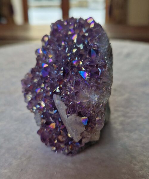 Premium High Grade Amethyst Angel Aura Druzy 238 Mini Geode Cluster Piece Cut Base 326g H7xW6.5xD6cm - Image 3