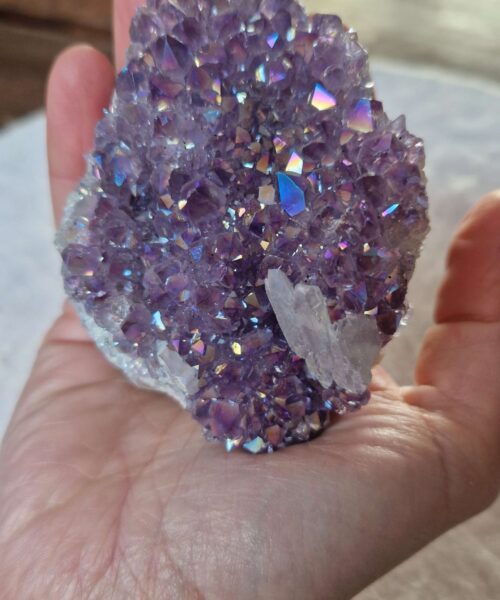 Premium High Grade Amethyst Angel Aura Druzy 238 Mini Geode Cluster Piece Cut Base 326g H7xW6.5xD6cm - Image 5