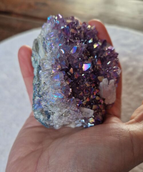 Premium High Grade Amethyst Angel Aura Druzy 238 Mini Geode Cluster Piece Cut Base 326g H7xW6.5xD6cm - Image 6