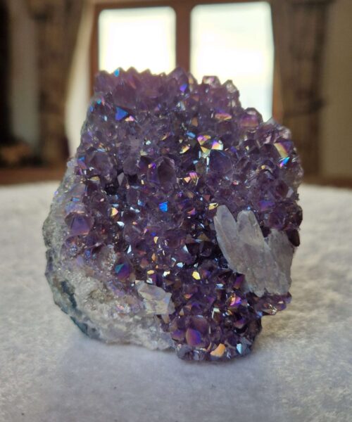 Premium High Grade Amethyst Angel Aura Druzy 238 Mini Geode Cluster Piece Cut Base 326g H7xW6.5xD6cm - Image 9