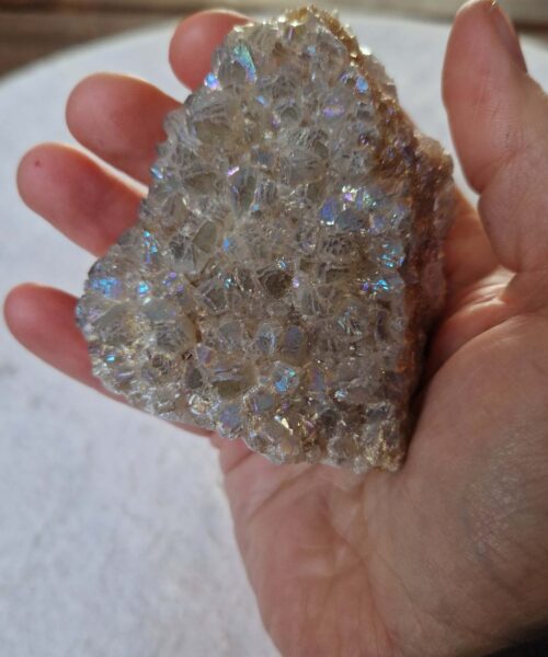 Premium High Grade Amethyst Angel Aura Druzy 240 Mini Geode Cluster Piece Cut Base 244g H7xW6xD5.5cm - Image 4