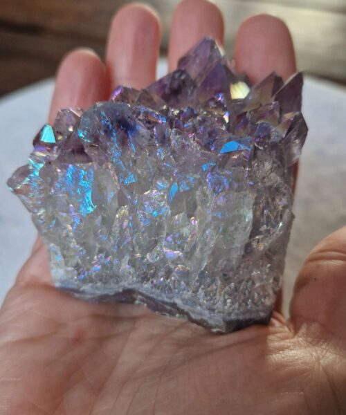 Premium High Grade Amethyst Angel Aura Druzy 241 Mini Geode Cluster Piece Cut Base 232g H6xW6xD6.5cm - Image 6