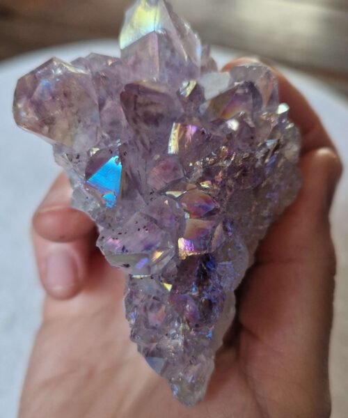 Premium High Grade Amethyst Angel Aura Druzy 241 Mini Geode Cluster Piece Cut Base 232g H6xW6xD6.5cm - Image 8