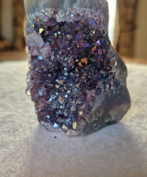 Premium High Grade Amethyst Angel Aura Druzy 242 Mini Geode Cluster Piece Cut Base 255g H7.5xW6.5xD5cm