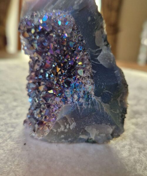 Premium High Grade Amethyst Angel Aura Druzy 242 Mini Geode Cluster Piece Cut Base 255g H7.5xW6.5xD5cm - Image 3