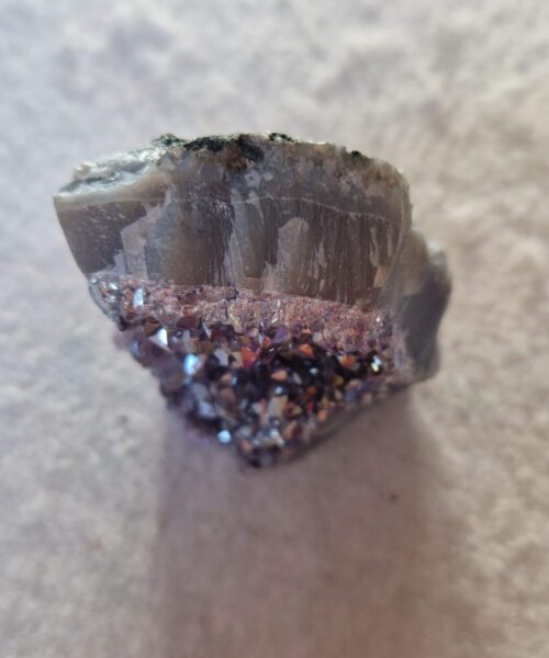 Premium High Grade Amethyst Angel Aura Druzy 242 Mini Geode Cluster Piece Cut Base 255g H7.5xW6.5xD5cm - Image 4