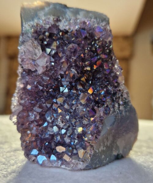 Premium High Grade Amethyst Angel Aura Druzy 242 Mini Geode Cluster Piece Cut Base 255g H7.5xW6.5xD5cm - Image 7