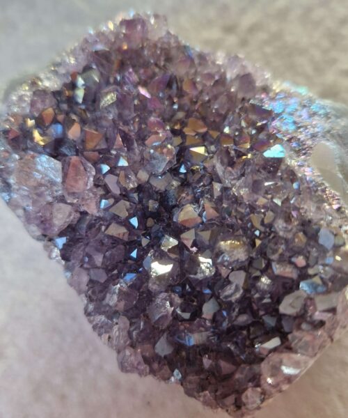 Premium High Grade Amethyst Angel Aura Druzy 242 Mini Geode Cluster Piece Cut Base 255g H7.5xW6.5xD5cm - Image 9