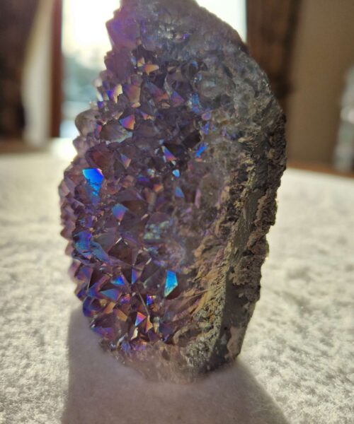 Alternative view of Premium High Grade Amethyst Angel Aura Druzy 243 Mini Geode Cluster Piece Cut Base 301g H8.5xW6xD4cm
