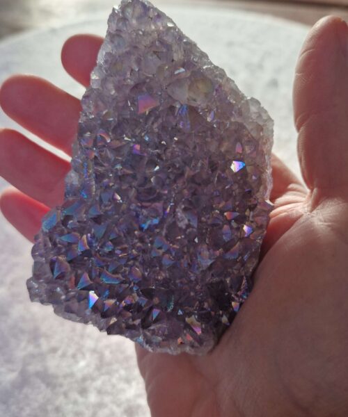 Premium High Grade Amethyst Angel Aura Druzy 243 Mini Geode Cluster Piece Cut Base 301g H8.5xW6xD4cm - Image 4