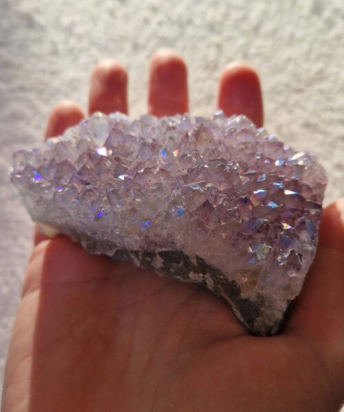 Premium High Grade Amethyst Angel Aura Druzy 243 Mini Geode Cluster Piece Cut Base 301g H8.5xW6xD4cm - Image 5