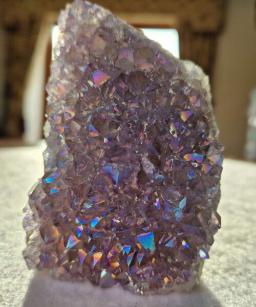 Premium High Grade Amethyst Angel Aura Druzy 243 Mini Geode Cluster Piece Cut Base 301g H8.5xW6xD4cm - Image 7