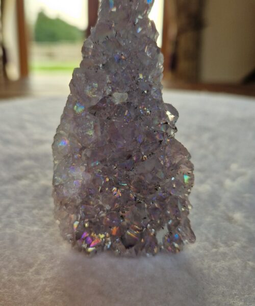 Premium High Grade Amethyst Angel Aura Druzy 244 Mini Geode Cluster Piece Cut Base 223g H9xW5xD4.5cm