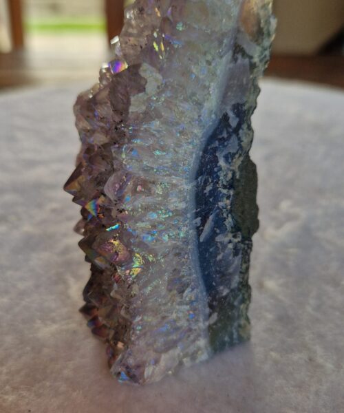 Premium High Grade Amethyst Angel Aura Druzy 244 Mini Geode Cluster Piece Cut Base 223g H9xW5xD4.5cm - Image 3