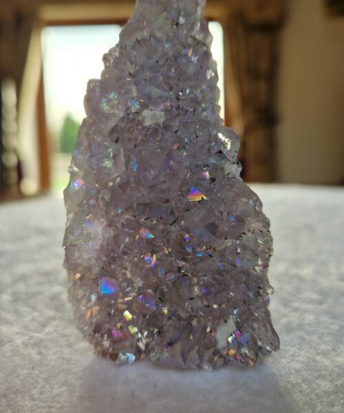 Premium High Grade Amethyst Angel Aura Druzy 244 Mini Geode Cluster Piece Cut Base 223g H9xW5xD4.5cm - Image 4