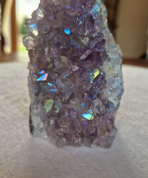 Premium High Grade Amethyst Angel Aura Druzy 245 Mini Geode Cluster Piece Cut Base 356g H9xW7xD5cm
