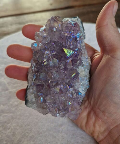 Premium High Grade Amethyst Angel Aura Druzy 245 Mini Geode Cluster Piece Cut Base 356g H9xW7xD5cm - Image 6