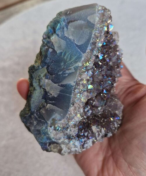 Premium High Grade Amethyst Angel Aura Druzy 246 Mini Geode Cluster Piece Cut Base 326g H8.5xW7xD6cm - Image 6