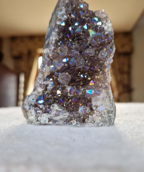 Premium High Grade Amethyst Angel Aura Druzy 246 Mini Geode Cluster Piece Cut Base 326g H8.5xW7xD6cm