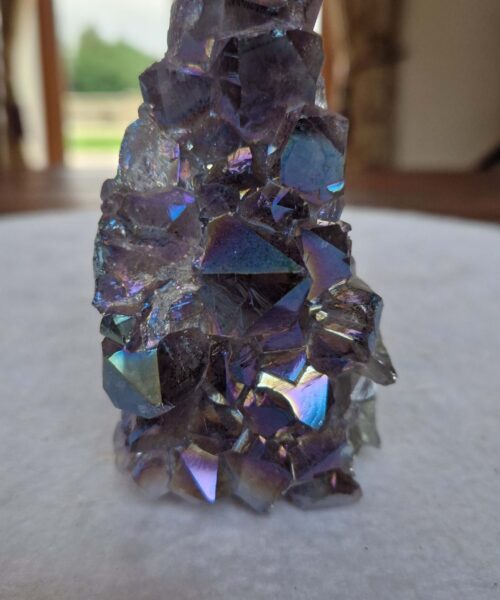 Premium High Grade Amethyst Angel Aura Druzy 247 Mini Geode Cluster Piece Cut Base 344g H10xW5.5xD6cm