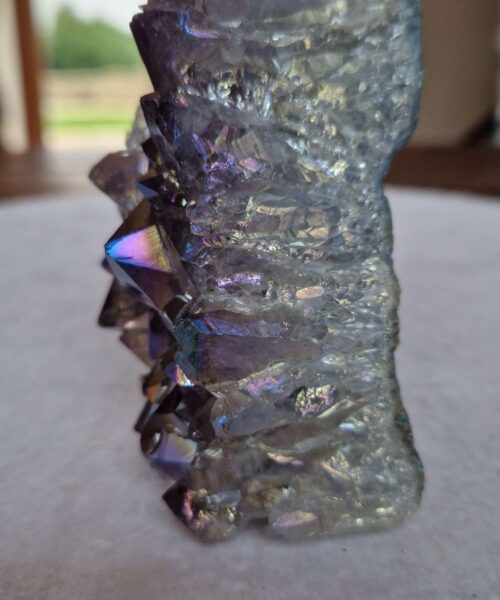 Premium High Grade Amethyst Angel Aura Druzy 247 Mini Geode Cluster Piece Cut Base 344g H10xW5.5xD6cm - Image 3