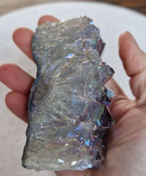 Premium High Grade Amethyst Angel Aura Druzy 247 Mini Geode Cluster Piece Cut Base 344g H10xW5.5xD6cm - Image 6