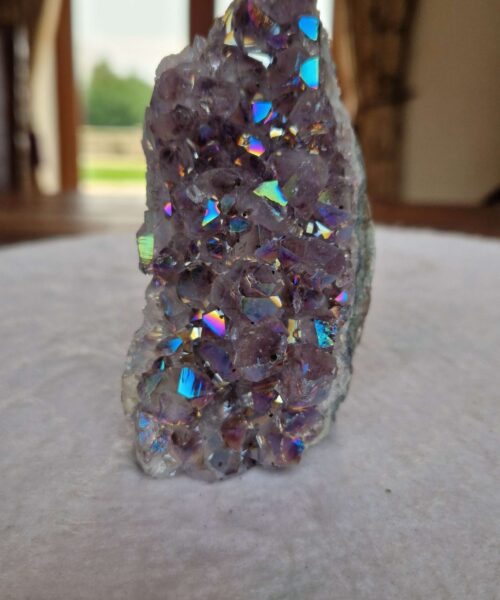 Premium High Grade Amethyst Angel Aura Druzy 248 Mini Geode Cluster Piece Cut Base 409g H10.5xW5xD6cm