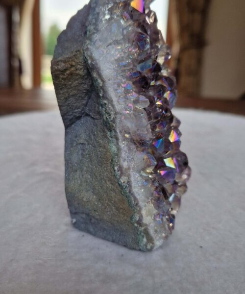 Alternative view of Premium High Grade Amethyst Angel Aura Druzy 248 Mini Geode Cluster Piece Cut Base 409g H10.5xW5xD6cm