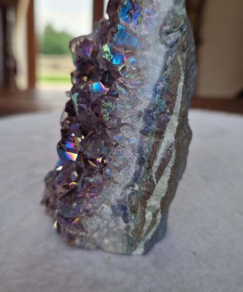 Premium High Grade Amethyst Angel Aura Druzy 248 Mini Geode Cluster Piece Cut Base 409g H10.5xW5xD6cm - Image 3