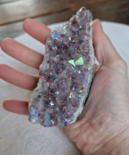 Premium High Grade Amethyst Angel Aura Druzy 248 Mini Geode Cluster Piece Cut Base 409g H10.5xW5xD6cm - Image 5