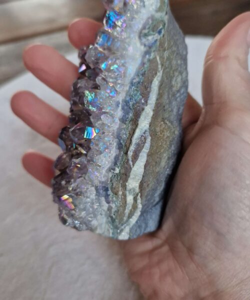 Premium High Grade Amethyst Angel Aura Druzy 248 Mini Geode Cluster Piece Cut Base 409g H10.5xW5xD6cm - Image 6