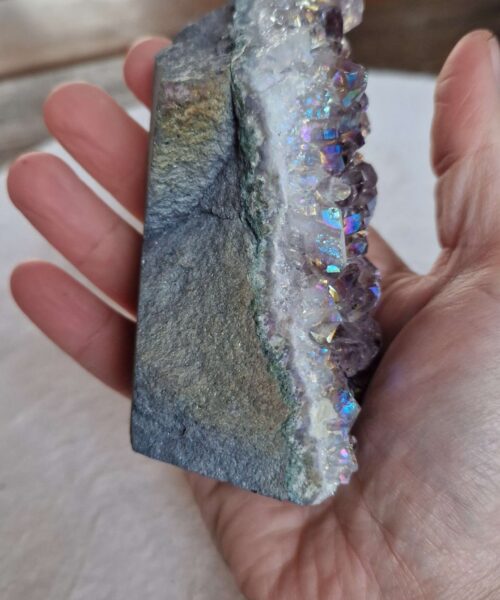 Premium High Grade Amethyst Angel Aura Druzy 248 Mini Geode Cluster Piece Cut Base 409g H10.5xW5xD6cm - Image 7
