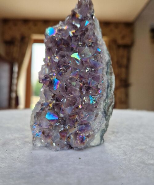 Premium High Grade Amethyst Angel Aura Druzy 248 Mini Geode Cluster Piece Cut Base 409g H10.5xW5xD6cm - Image 8