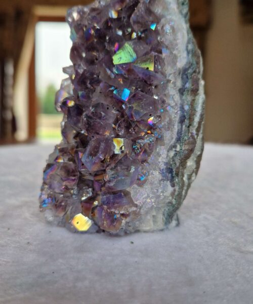 Premium High Grade Amethyst Angel Aura Druzy 248 Mini Geode Cluster Piece Cut Base 409g H10.5xW5xD6cm - Image 9