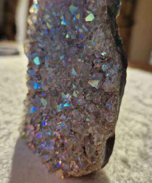 Premium High Grade Amethyst Angel Aura Druzy 249 Mini Geode Cluster Piece Cut Base 422g H10xW7.5xD4cm - Image 3