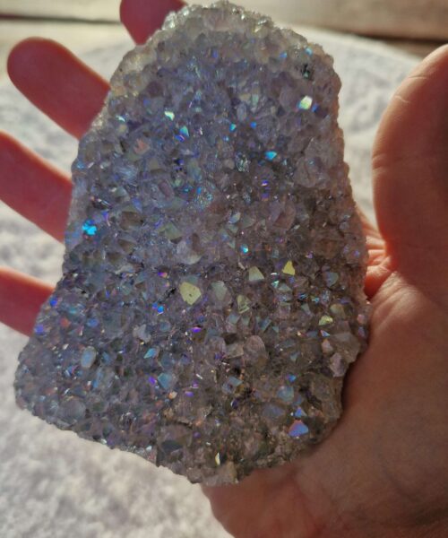 Premium High Grade Amethyst Angel Aura Druzy 249 Mini Geode Cluster Piece Cut Base 422g H10xW7.5xD4cm - Image 5