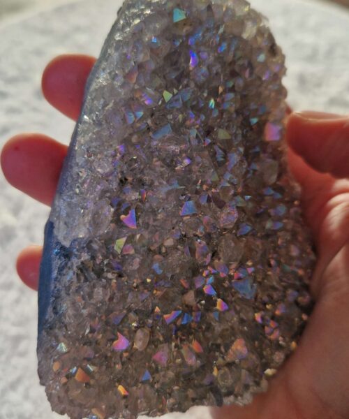 Premium High Grade Amethyst Angel Aura Druzy 249 Mini Geode Cluster Piece Cut Base 422g H10xW7.5xD4cm - Image 6