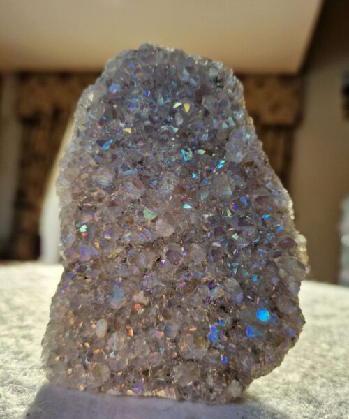 Premium High Grade Amethyst Angel Aura Druzy 249 Mini Geode Cluster Piece Cut Base 422g H10xW7.5xD4cm - Image 7