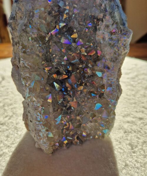 Premium High Grade Amethyst Angel Aura Druzy 252 Mini Geode Cluster Piece Cut Base 1.127g H13xW9.5xD7.5cm - Image 3