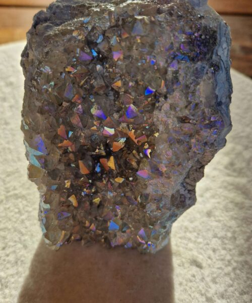 Premium High Grade Amethyst Angel Aura Druzy 252 Mini Geode Cluster Piece Cut Base 1.127g H13xW9.5xD7.5cm - Image 8