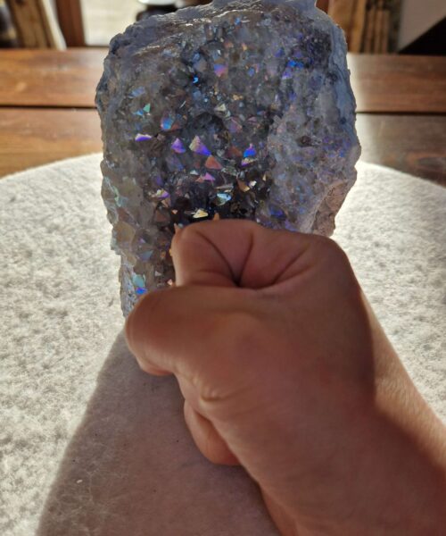 Premium High Grade Amethyst Angel Aura Druzy 252 Mini Geode Cluster Piece Cut Base 1.127g H13xW9.5xD7.5cm - Image 7
