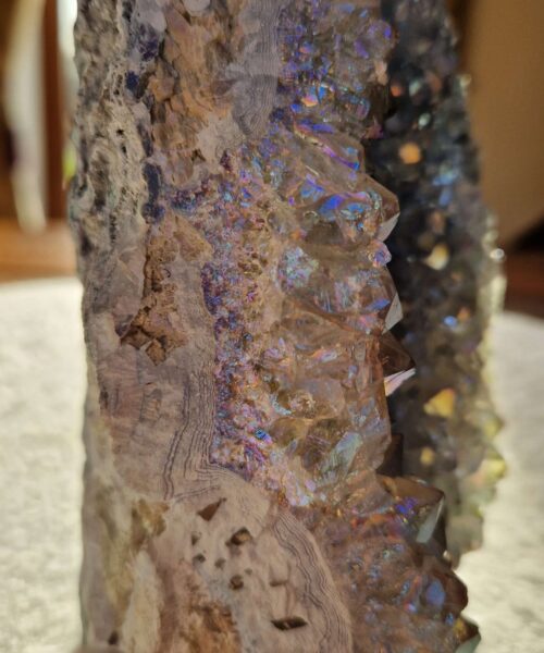 Premium High Grade Amethyst Angel Aura Druzy 252 Mini Geode Cluster Piece Cut Base 1.127g H13xW9.5xD7.5cm - Image 5