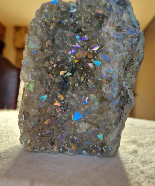 Premium High Grade Amethyst Angel Aura Druzy 252 Mini Geode Cluster Piece Cut Base 1.127g H13xW9.5xD7.5cm