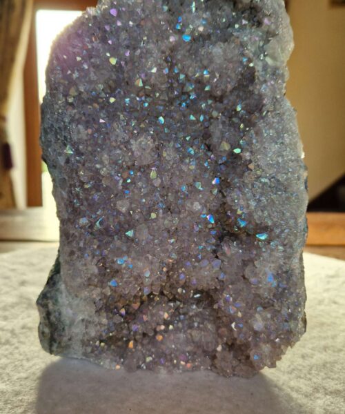 Premium High Grade Amethyst Angel Aura Druzy 255 Mini Geode Cluster Piece Cut Base 1.277g H19xW12.5xD5cm