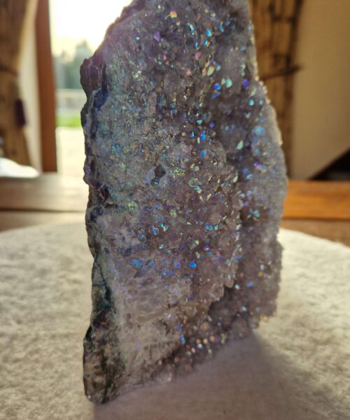 Alternative view of Premium High Grade Amethyst Angel Aura Druzy 255 Mini Geode Cluster Piece Cut Base 1.277g H19xW12.5xD5cm